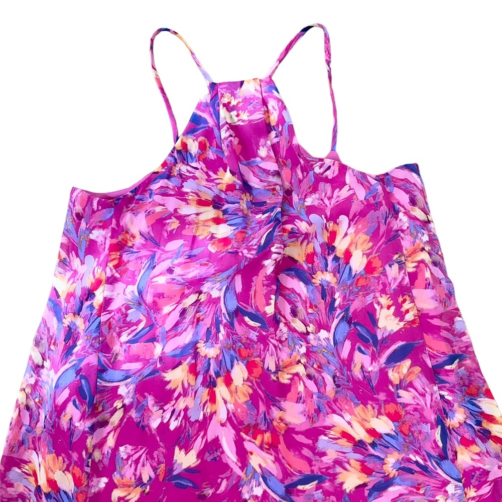Nicole Miller Muted Floral Chiffon Slip Maxi Dress Size Small - Picture 11 of 16